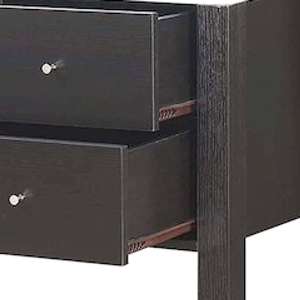FurniFact Serving Bar with Wine Rack, Drawers, White Faux Marble/Espresso