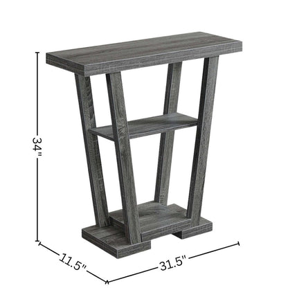 Console Table, Gray Woodgrain, 2 Shelves, Entryway, Sofa