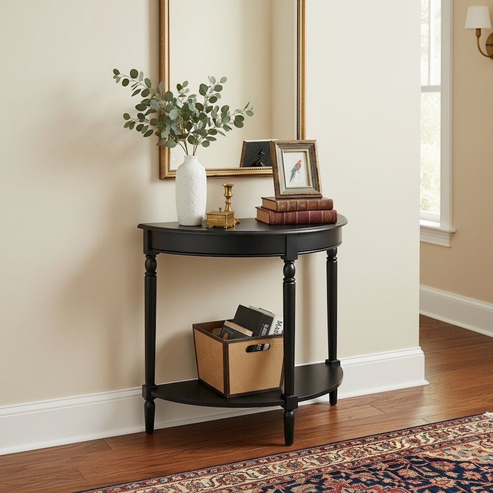 Entryway Console Table with Bottom Shelf in Black Color, 30-inch Tall Furniture