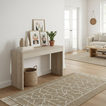 Console Desk Hall Table Wide Spacious Top, Versatile Use in White, 48" Length