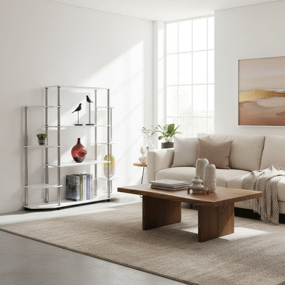 Wall Unit Bookshelf with 10 Tiers, White Finish, No Tools Required