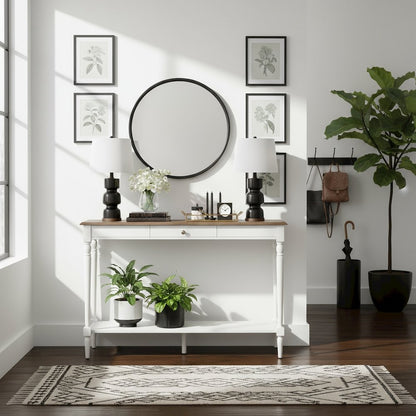 Console Table, Espresso, Drawer, Shelf, Versatile, Easy Setup