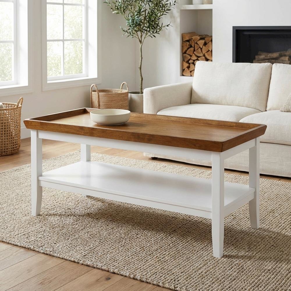 Multi Coffee Table with Shelf and Storage Space, 36 lb Weight
