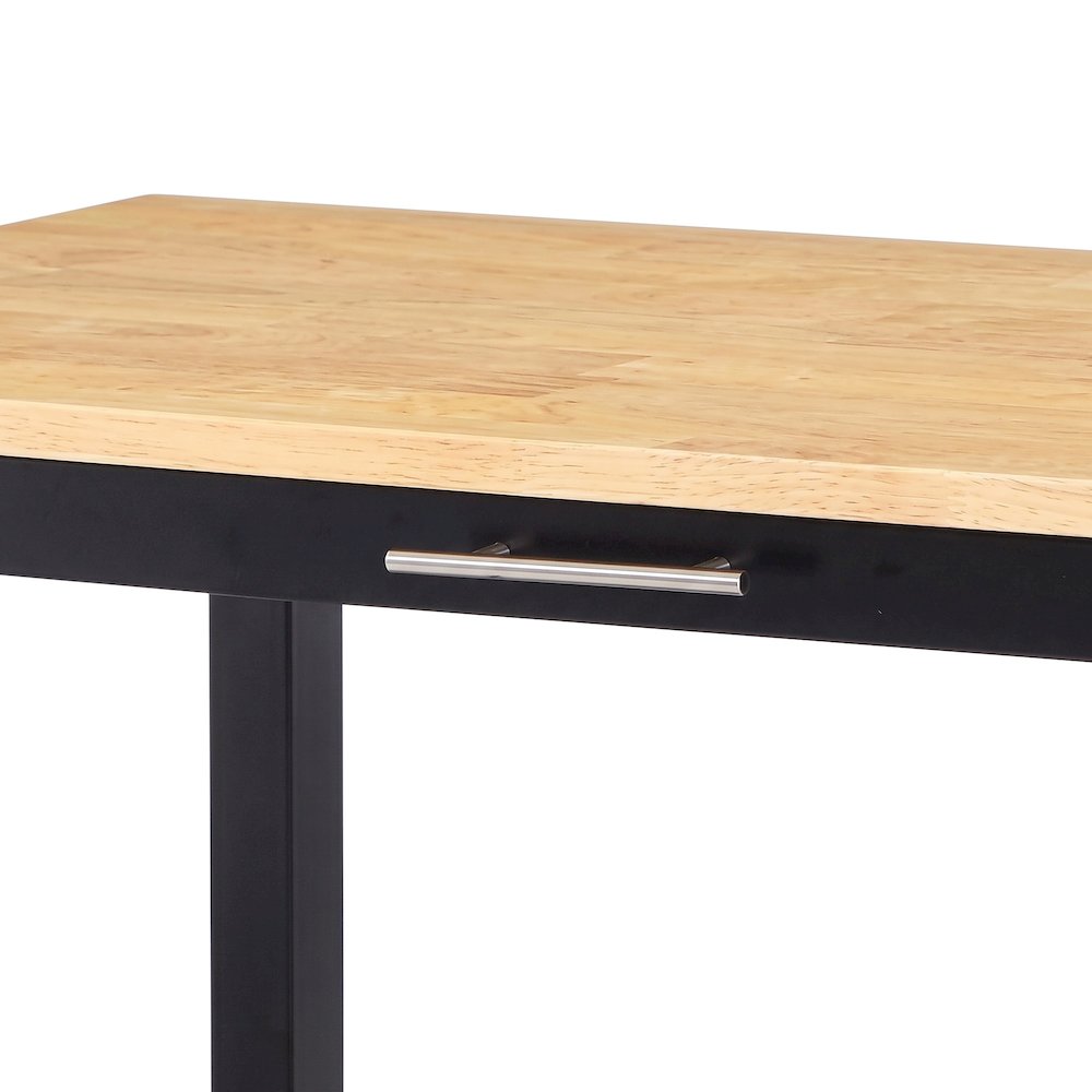 FurniFact Kitchen Island with Butcher Block Top Drawer, Black/Butcher Block