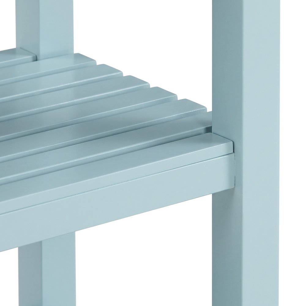 FurniFact Kitchen Cart with Butcher Block Top, Sea Foam Blue/Butcher Block
