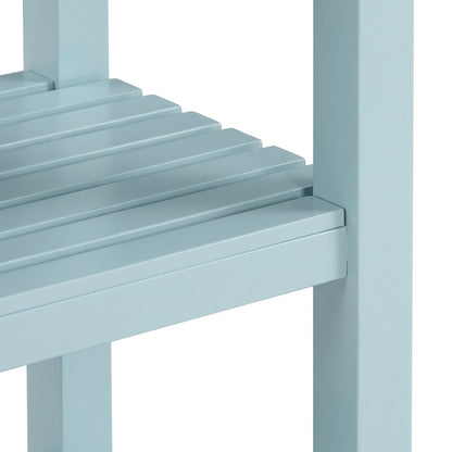FurniFact Kitchen Cart with Butcher Block Top, Sea Foam Blue/Butcher Block