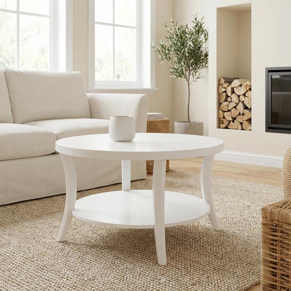 Round Coffee Table with Shelf Classic Design and Sturdy Construction