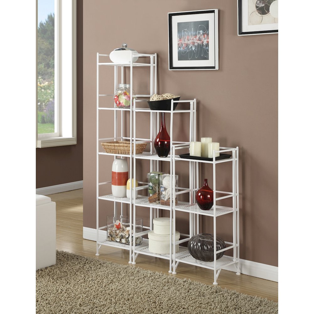 Xtra Storage 3 Tier Folding Metal Shelf White