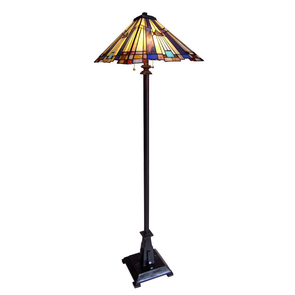 FLARE Tiffany-style 2 Light Mission Floor Lamp 16" Shade