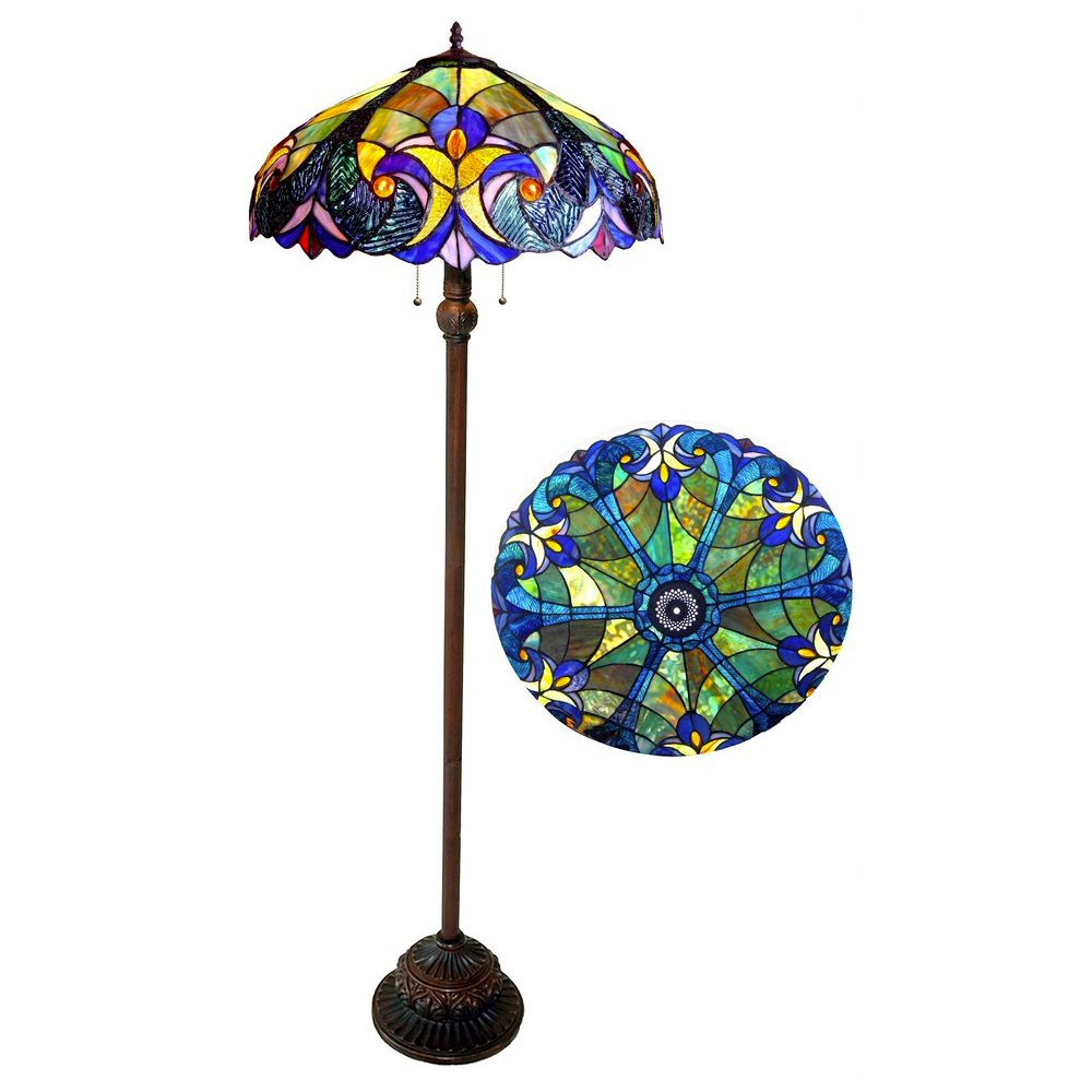 LIAISON Tiffany-style 2 Light Victorian Floor Lamp 18" Shade