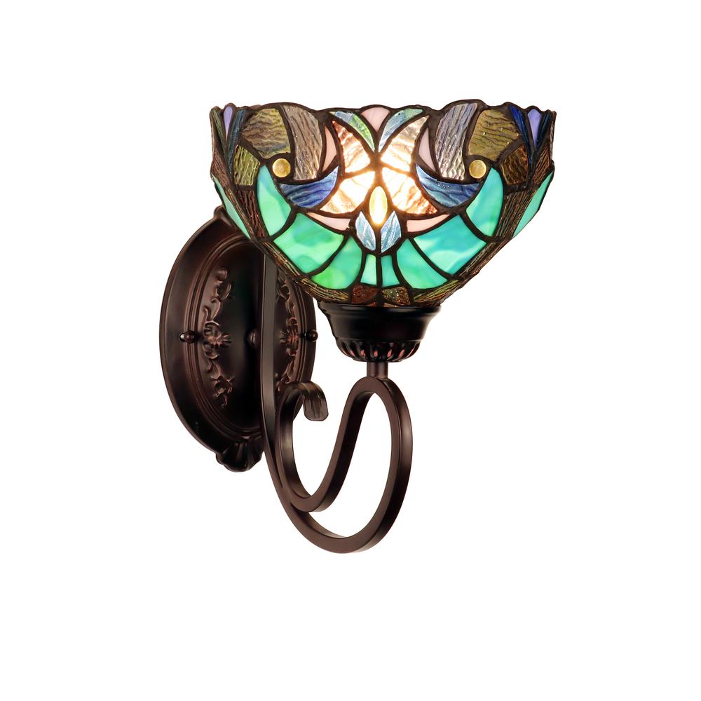 LIAISON Victorian-Style 1-Light Antique Dark Bronze Finish Wall Sconce 8" Shade