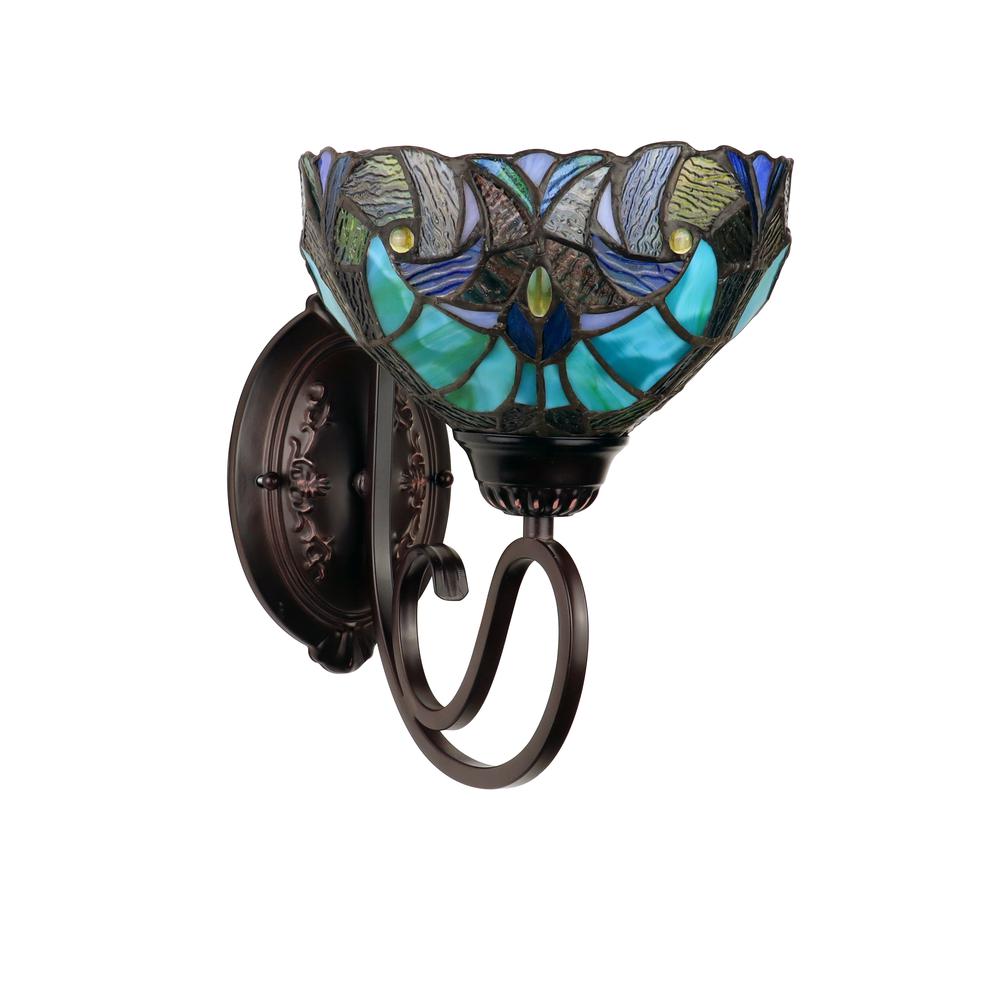LIAISON Victorian-Style 1-Light Antique Dark Bronze Finish Wall Sconce 8" Shade