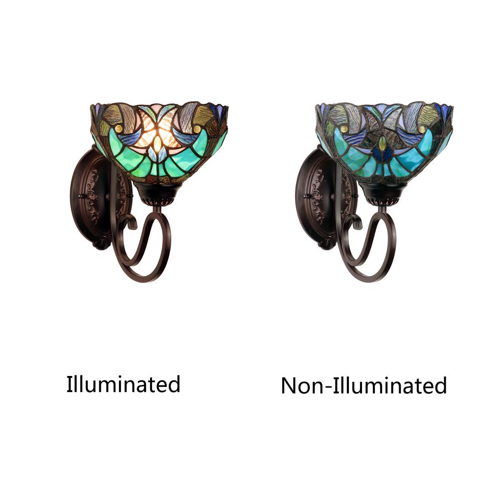 LIAISON Victorian-Style 1-Light Antique Dark Bronze Finish Wall Sconce 8" Shade