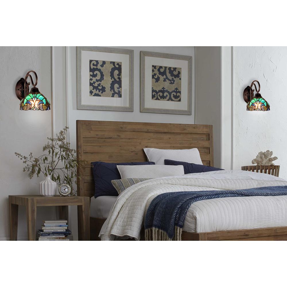 LIAISON Victorian-Style 1-Light Antique Dark Bronze Finish Wall Sconce 8" Shade