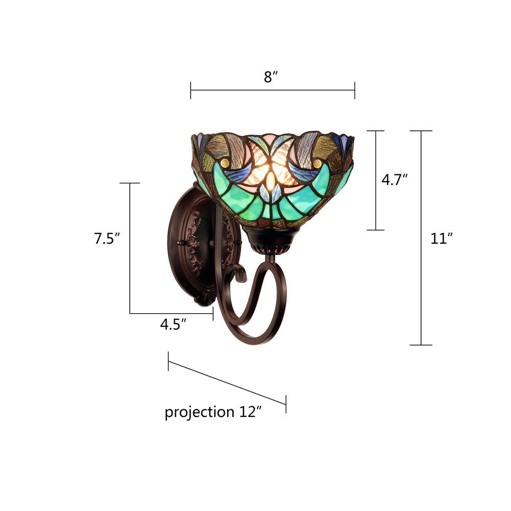 LIAISON Victorian-Style 1-Light Antique Dark Bronze Finish Wall Sconce 8" Shade
