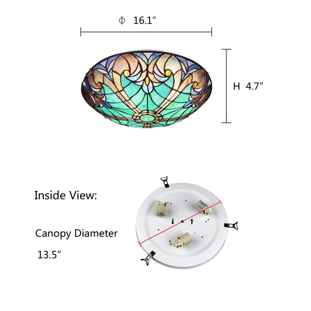 3-Light Antique Dark Bronze Finish Ceiling Flush-Mount 16" Wide