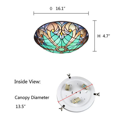 3-Light Antique Dark Bronze Finish Ceiling Flush-Mount 16" Wide