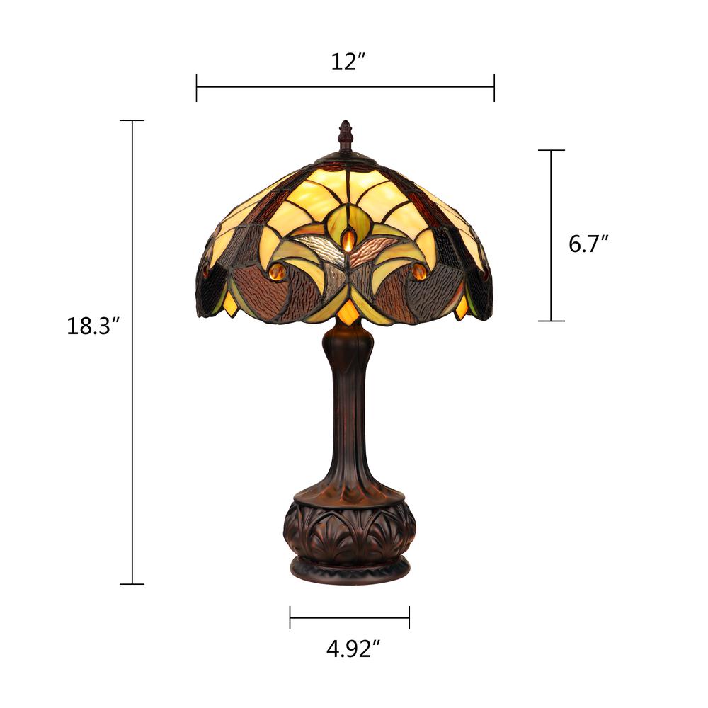 Tiffany-Style Antique Dark Bronze 1-Light Victorian Table Lamp 12" Shade