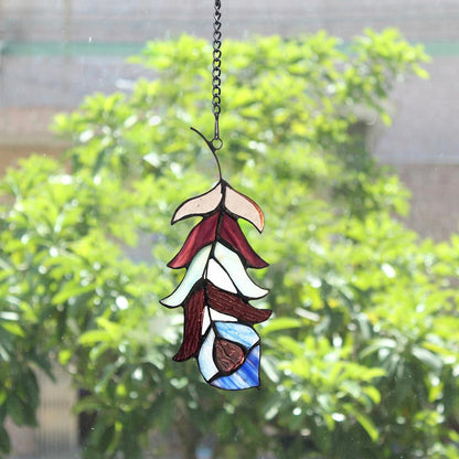 CHLOE Lighting FEATHER Tiffany-Style Stained Glass Window Panel - 7" Tall