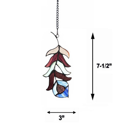 CHLOE Lighting FEATHER Tiffany-Style Stained Glass Window Panel - 7" Tall
