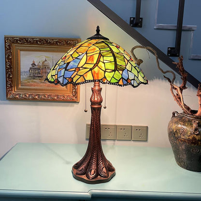 2-Light Antique Dark Bronze Finish Stained Glass Window Panel 24" Tall