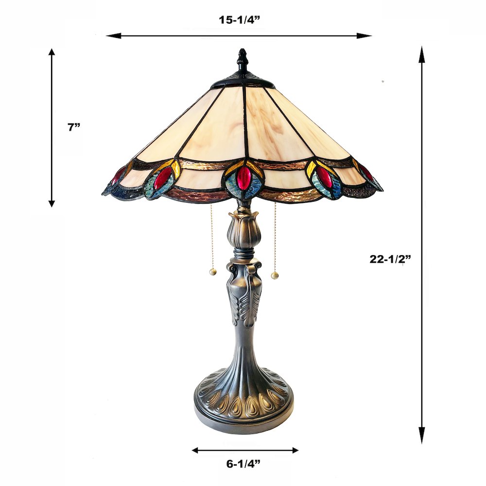Ryce Tiffany-Style 2-Light Geometric Table Lamp 16" Shade