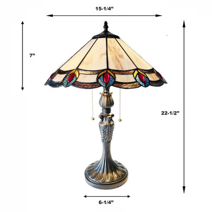 Ryce Tiffany-Style 2-Light Geometric Table Lamp 16" Shade