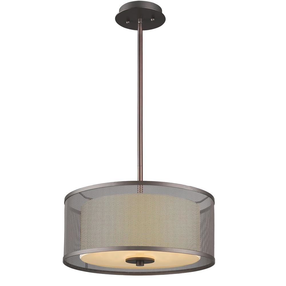 AUDREY Transitional 3 Light Rubbed Bronze Ceiling Pendant 15" Wide