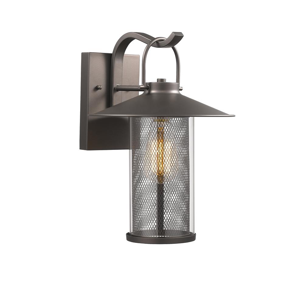 ELIJAH Industrial-style 1 Light Rubbed Bronze Outdoor Wall Sconce 14" Tall