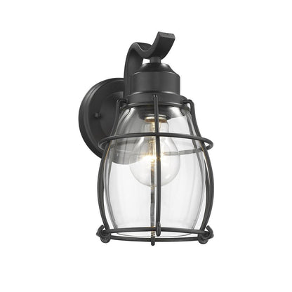 CHARLOTTE Industrial 1 Light Textured Black Outdoor Wall Sconce 10" Tall