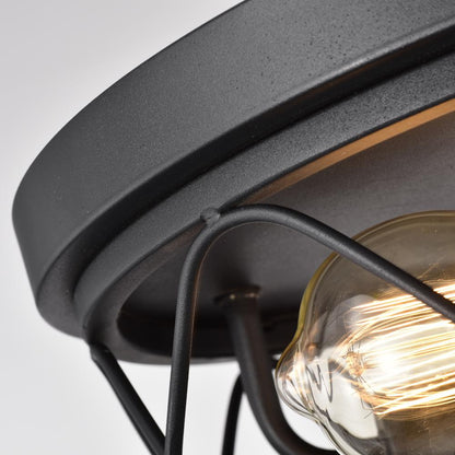 CHLOE Lighting IRONCLAD Industrial 2 Light Textured Black Ceiling Flush Fixture 12" Wide