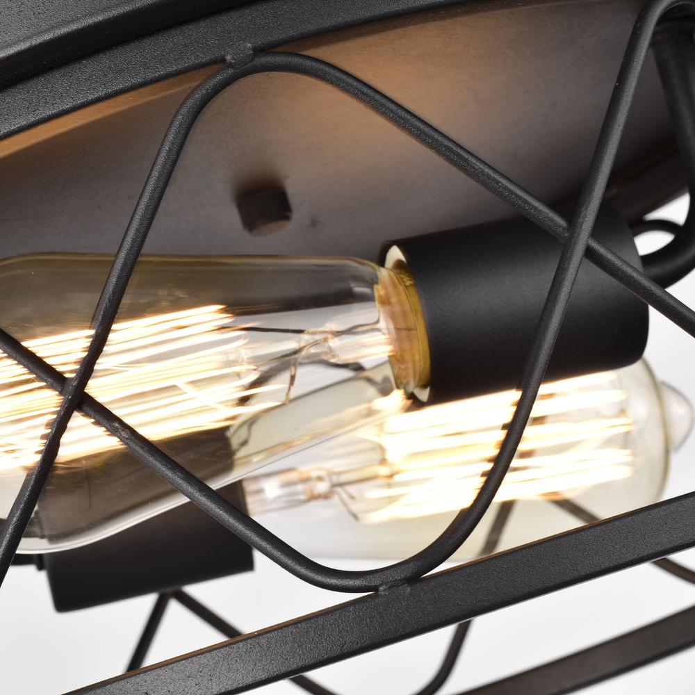 CHLOE Lighting IRONCLAD Industrial 2 Light Textured Black Ceiling Flush Fixture 12" Wide
