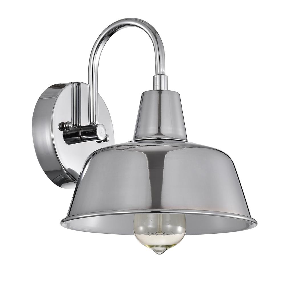 CHLOE Lighting IRONCLAD Industrial 1 Light Chrome Indoor Wall Sconce 9" Wide