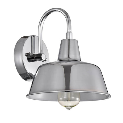 CHLOE Lighting IRONCLAD Industrial 1 Light Chrome Indoor Wall Sconce 9" Wide