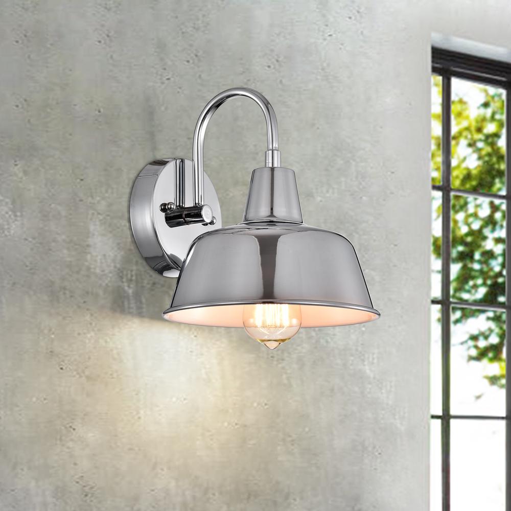 CHLOE Lighting IRONCLAD Industrial 1 Light Chrome Indoor Wall Sconce 9" Wide