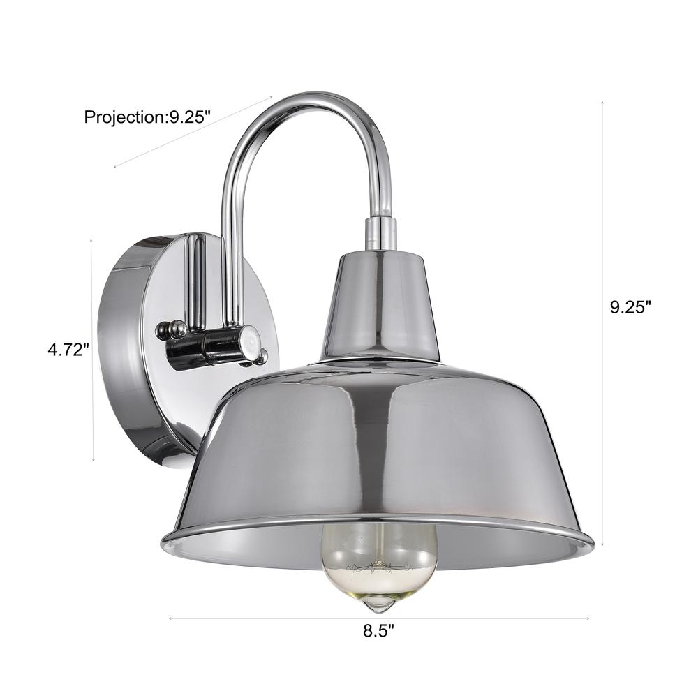 CHLOE Lighting IRONCLAD Industrial 1 Light Chrome Indoor Wall Sconce 9" Wide
