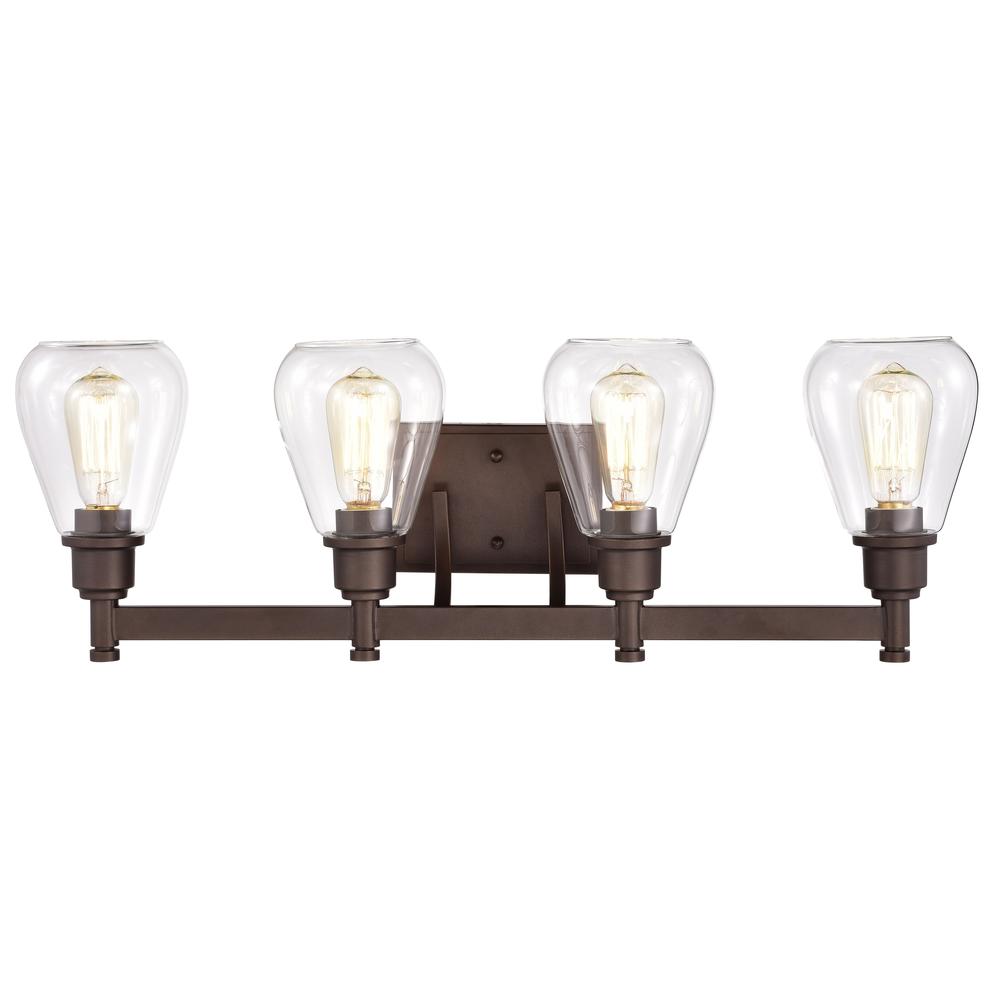 CHLOE Lighting HUDSON Transitional 4 Light Oil Rubbed Bronze Bath Vanity Fixture 29" Wide