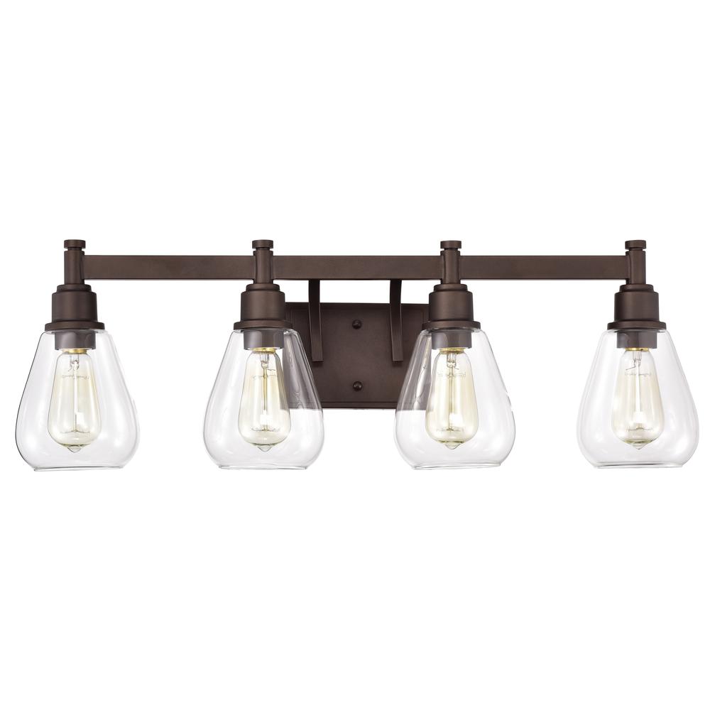 CHLOE Lighting HUDSON Transitional 4 Light Oil Rubbed Bronze Bath Vanity Fixture 29" Wide