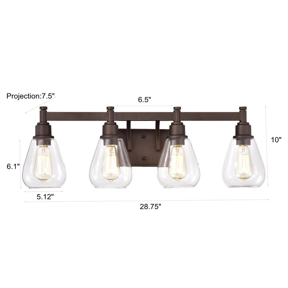 CHLOE Lighting HUDSON Transitional 4 Light Oil Rubbed Bronze Bath Vanity Fixture 29" Wide