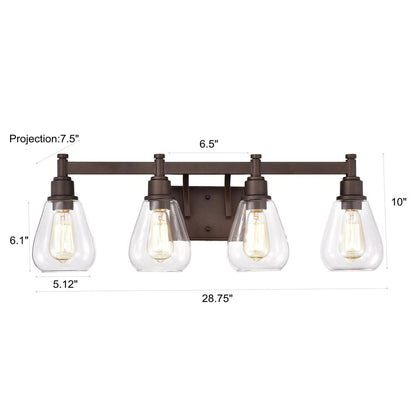 CHLOE Lighting HUDSON Transitional 4 Light Oil Rubbed Bronze Bath Vanity Fixture 29" Wide