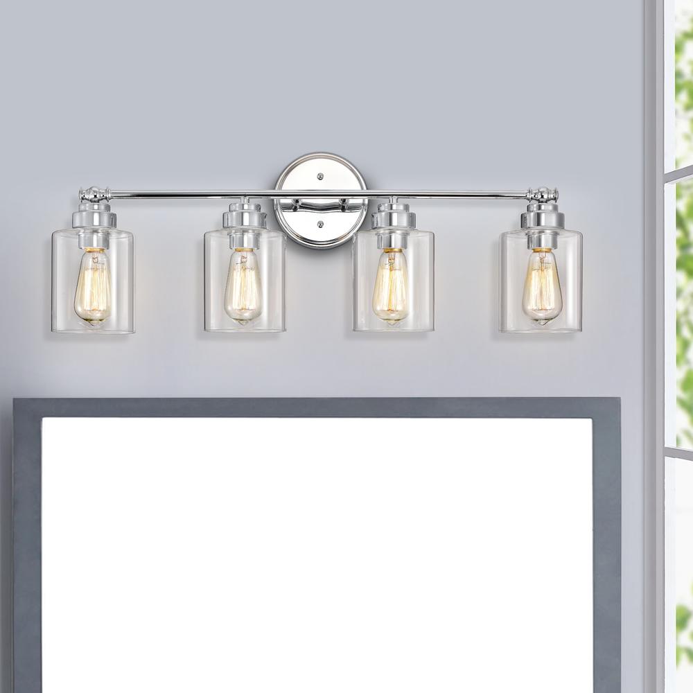 CHLOE Lighting KARSON Transitional 4 Light Chrome Bath Vanity Fixture 30 " Wide