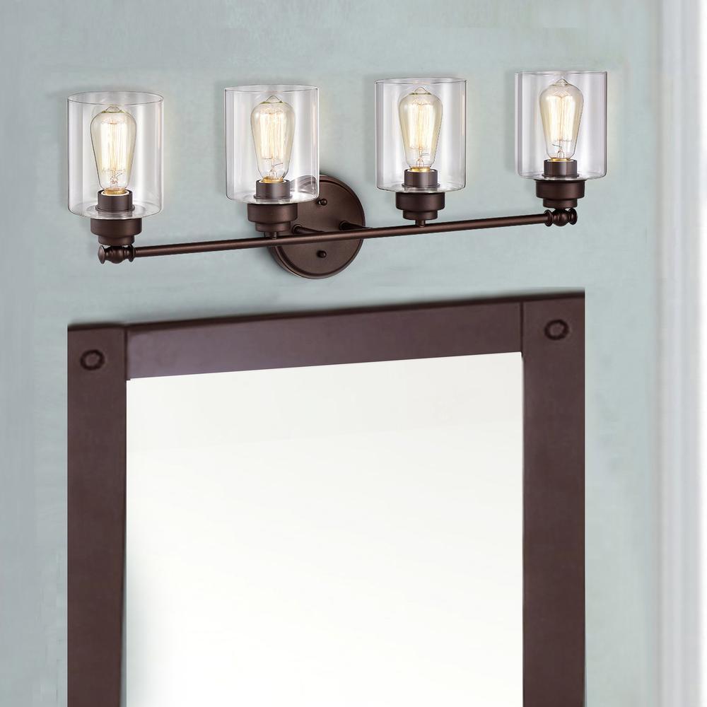 CHLOE Lighting KARSON Transitional 4 Light Oil Rubbed Bronze Bath Vanity Fixture 30" Wide