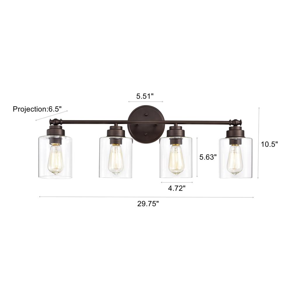 CHLOE Lighting KARSON Transitional 4 Light Oil Rubbed Bronze Bath Vanity Fixture 30" Wide