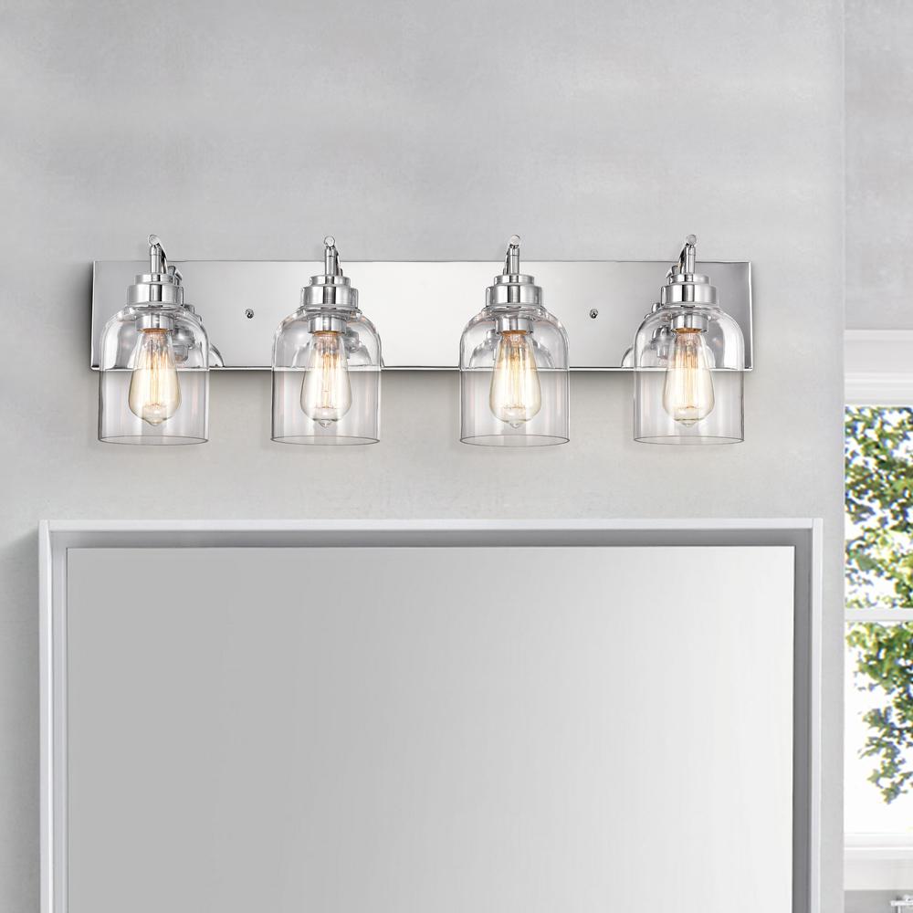 CHLOE Lighting THIERRY Transitional 4 Light Chrome Bath Vanity Fixture 30 " Wide
