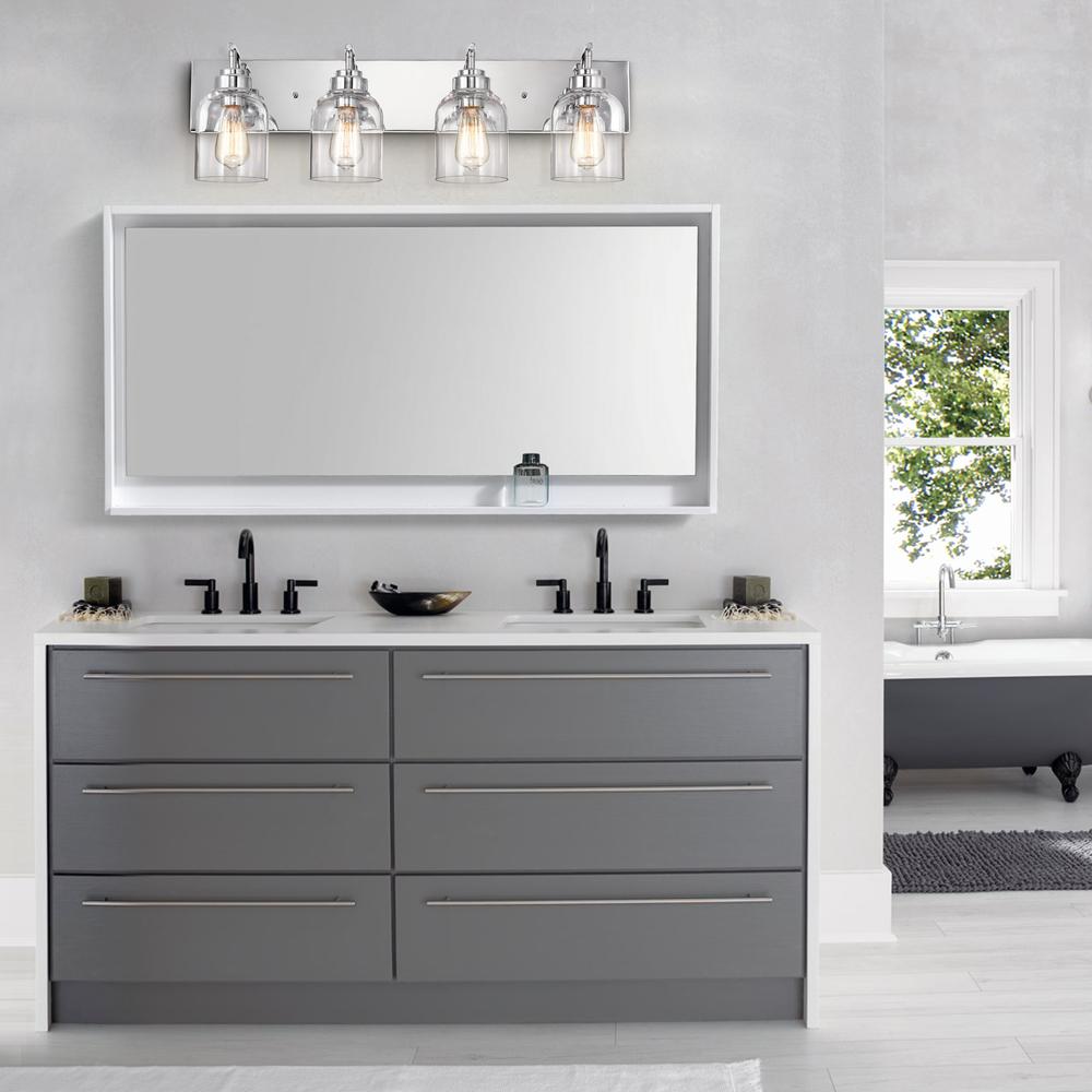 CHLOE Lighting THIERRY Transitional 4 Light Chrome Bath Vanity Fixture 30 " Wide