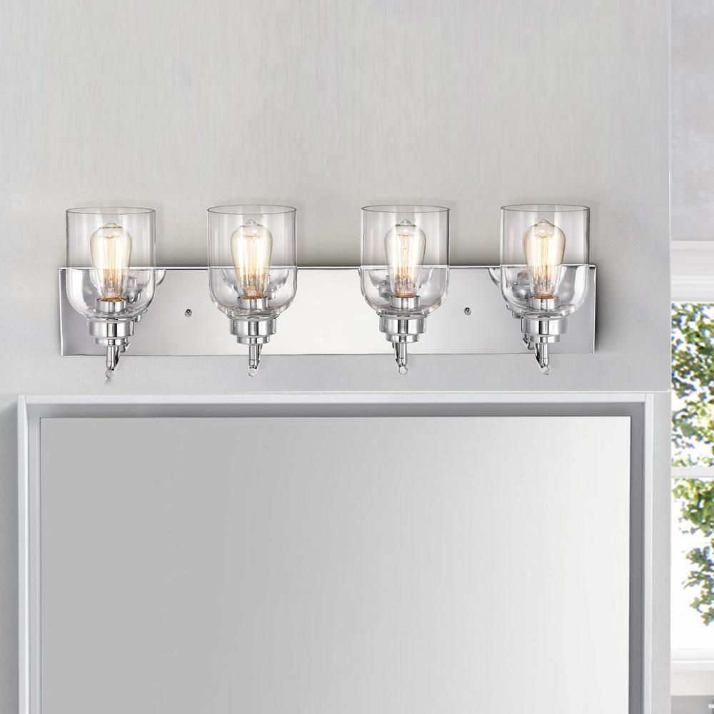 CHLOE Lighting THIERRY Transitional 4 Light Chrome Bath Vanity Fixture 30 " Wide