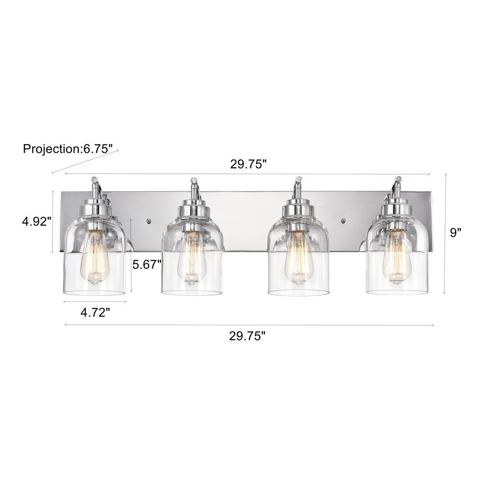 CHLOE Lighting THIERRY Transitional 4 Light Chrome Bath Vanity Fixture 30 " Wide