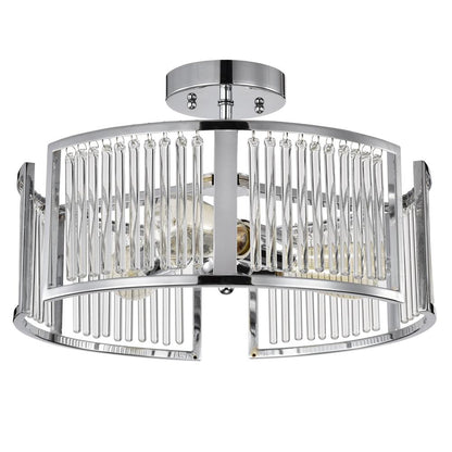 CHLOE Lighting FREY Transitional 3 Light Chrome Semi-Flush Ceiling Fixture 16" Wide