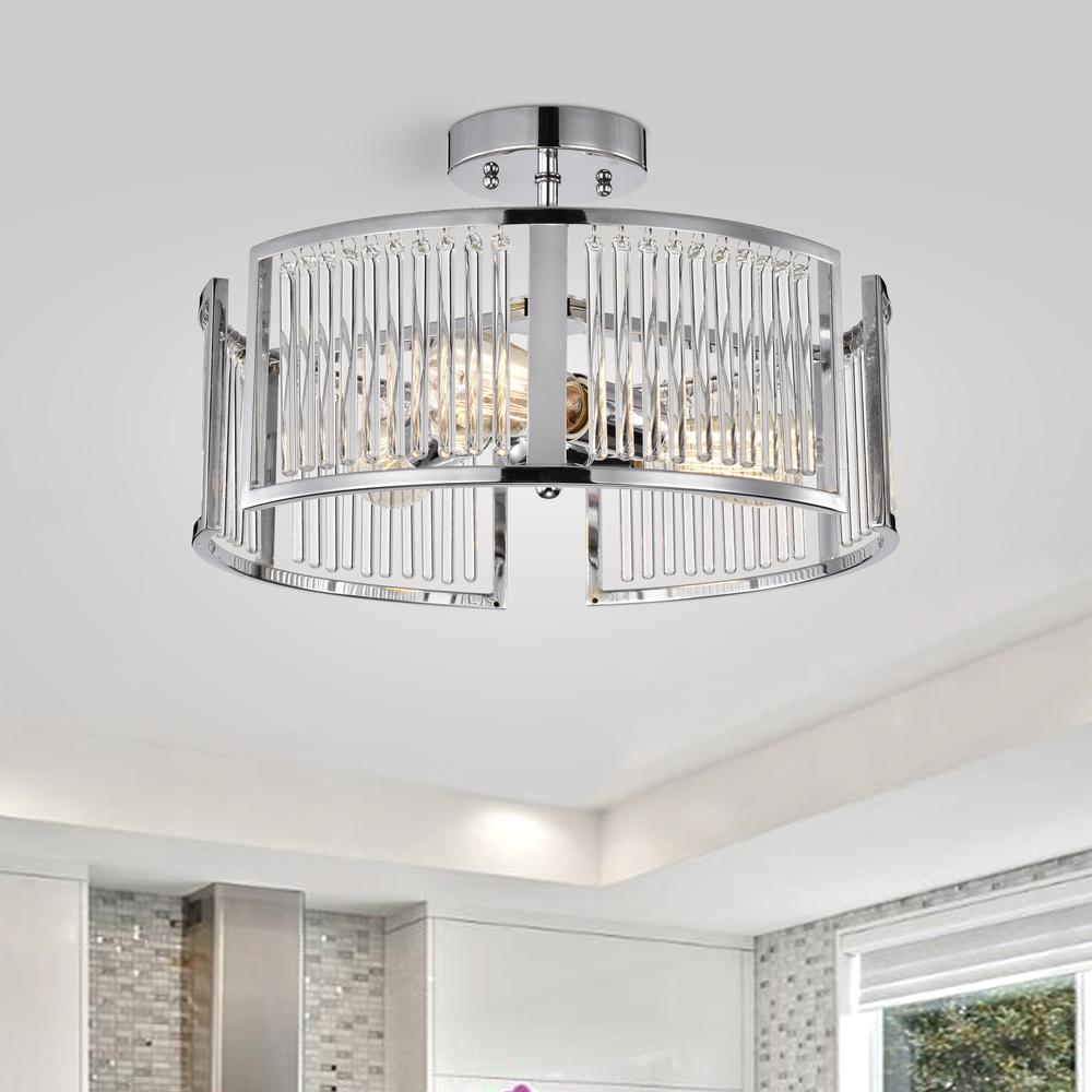 CHLOE Lighting FREY Transitional 3 Light Chrome Semi-Flush Ceiling Fixture 16" Wide