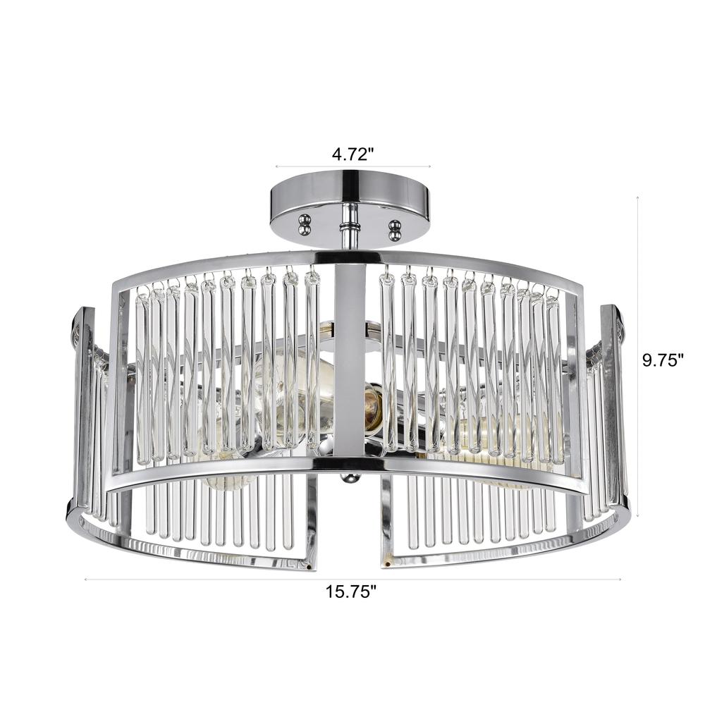 CHLOE Lighting FREY Transitional 3 Light Chrome Semi-Flush Ceiling Fixture 16" Wide